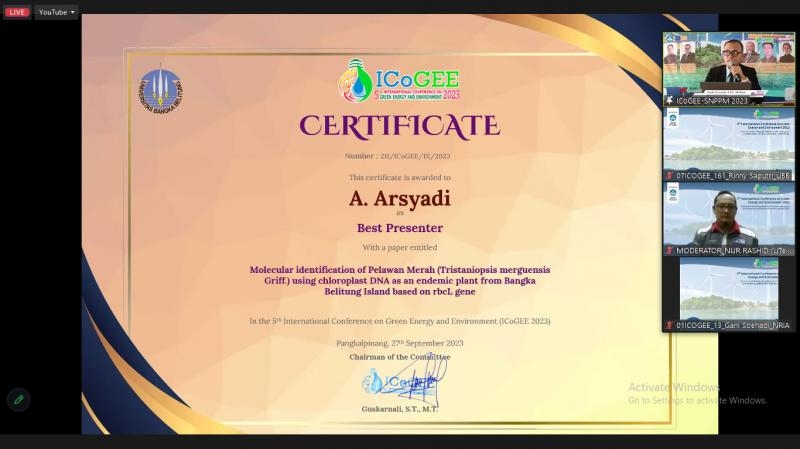Dosen Biologi Mendapatkan Best Presenter dalam Konferensi Seminar International ICOGEE 2023